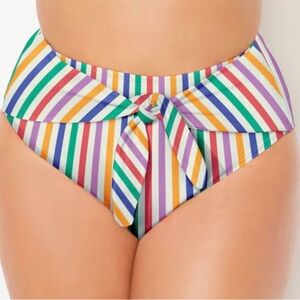 NWT Colorful Striped High Waisted Bikini Bottom Swimsuits For All Plus Size 14